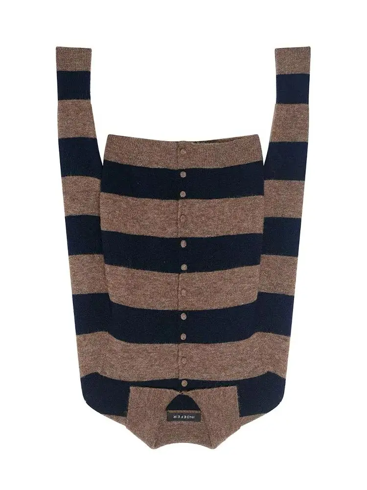 

HH Women Fashion Versatile Faux Fur Effect Lapel Knitted Jacket Autumn Women High Street Casual Single-breasted Solid Sweater