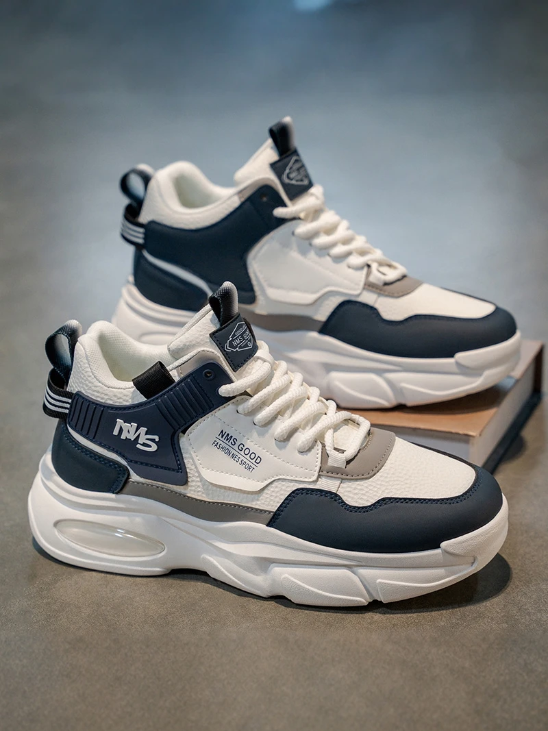 

Men's Casual Sports Shoes PT Leather Upper Running Shock Absorption Thick Bottom Heightening Dad Trendy Shoes Daily Wear
