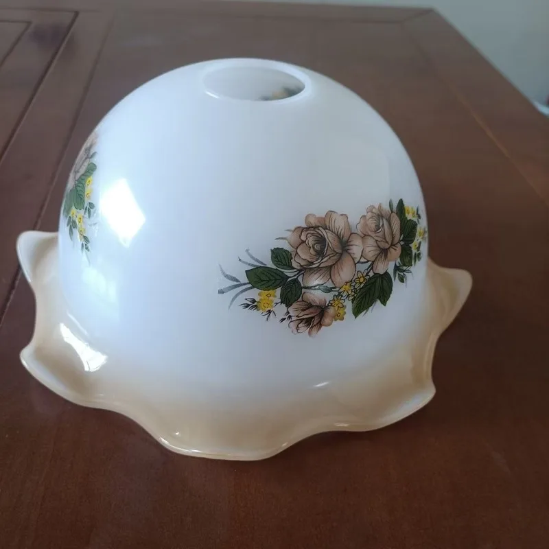 Student Lamp Shade with Classic Vintage Dome Shape& Amber Ice crack lampshade For E27