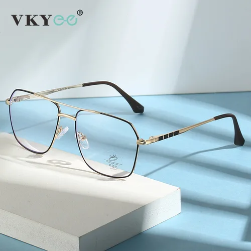 Imagen 2 del producto VICKY, gafas de lectura con doble puente para ordenador de negocios, antiluz azul, montura grande para hombre, prescripción de miopía personalizable 6908