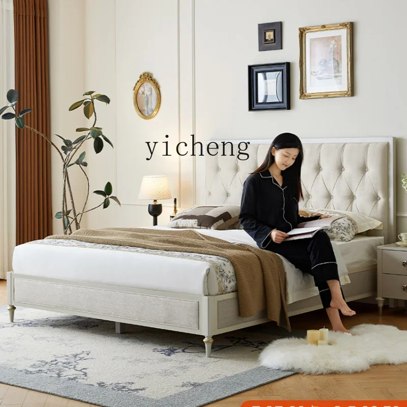 

Solid Wood Bed Light Luxury Fabric Bed Meijia Simple Modern Soft Pack Bed