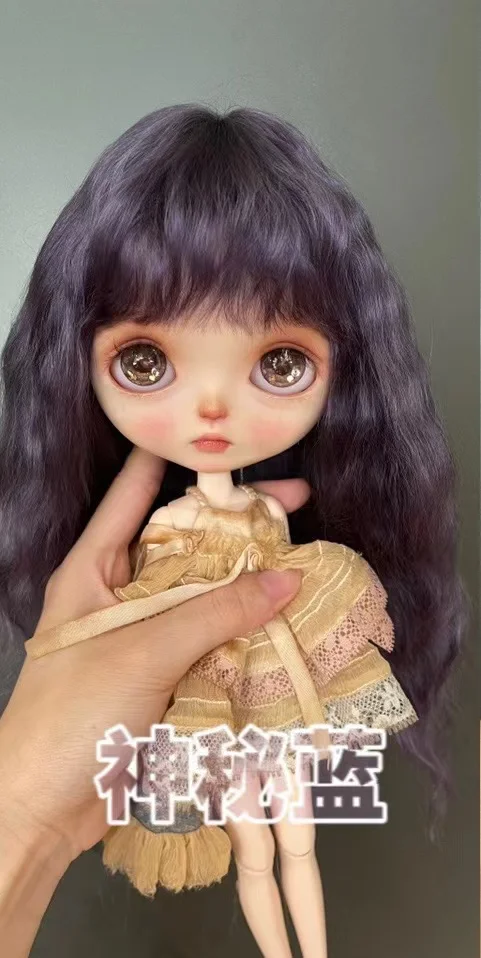 

Парики куклы S Dula для Blythe Qbaby модные натуральные простые базовые мохеровые микрообъемные кудри 9-10 дюймов обхват головы