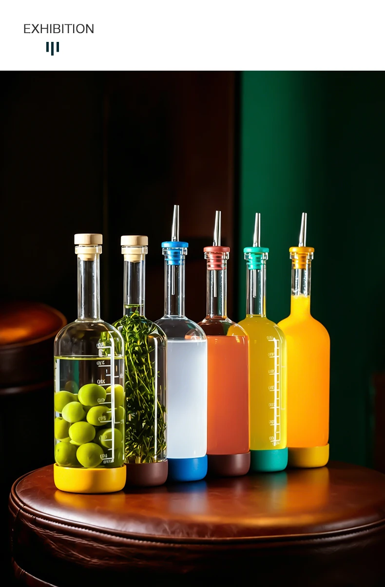 2PCS 800ml Inmeet Creative Bubble Wine Bottle Bar Juice Cocktail Oil Bottle with Scale Bartender Supplies