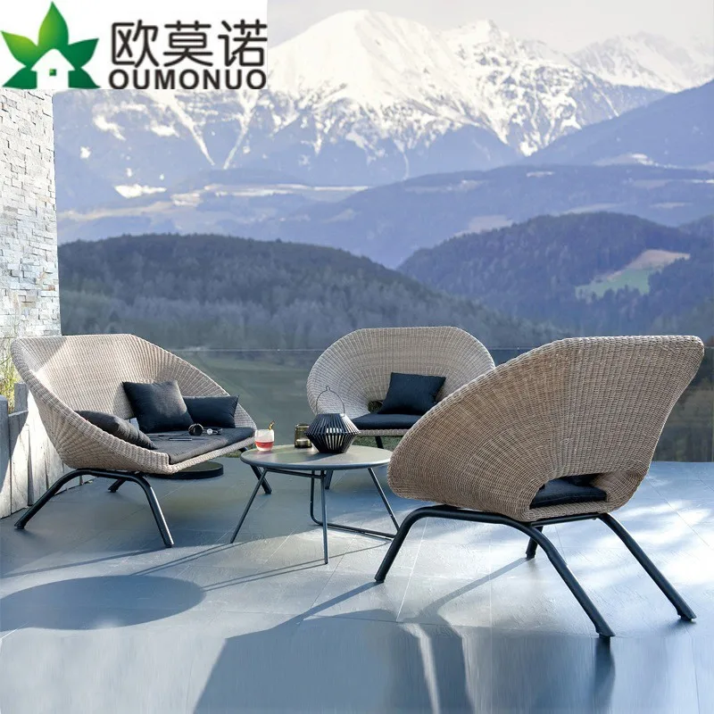 

Nordic outdoor rattan sofa villa courtyard hotel terrace rattan chair three-piece set bed and breakfast balcony designer furnitu