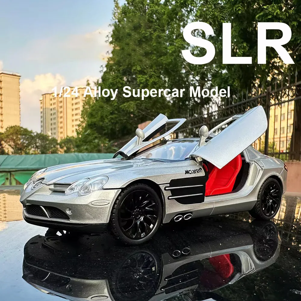 1:24 ScaleSLR Car Models Alloy Diecast Toy Wheel Pull Back Miniature Sports Car with Light Music Vehicle Hobby Decoration Gifts