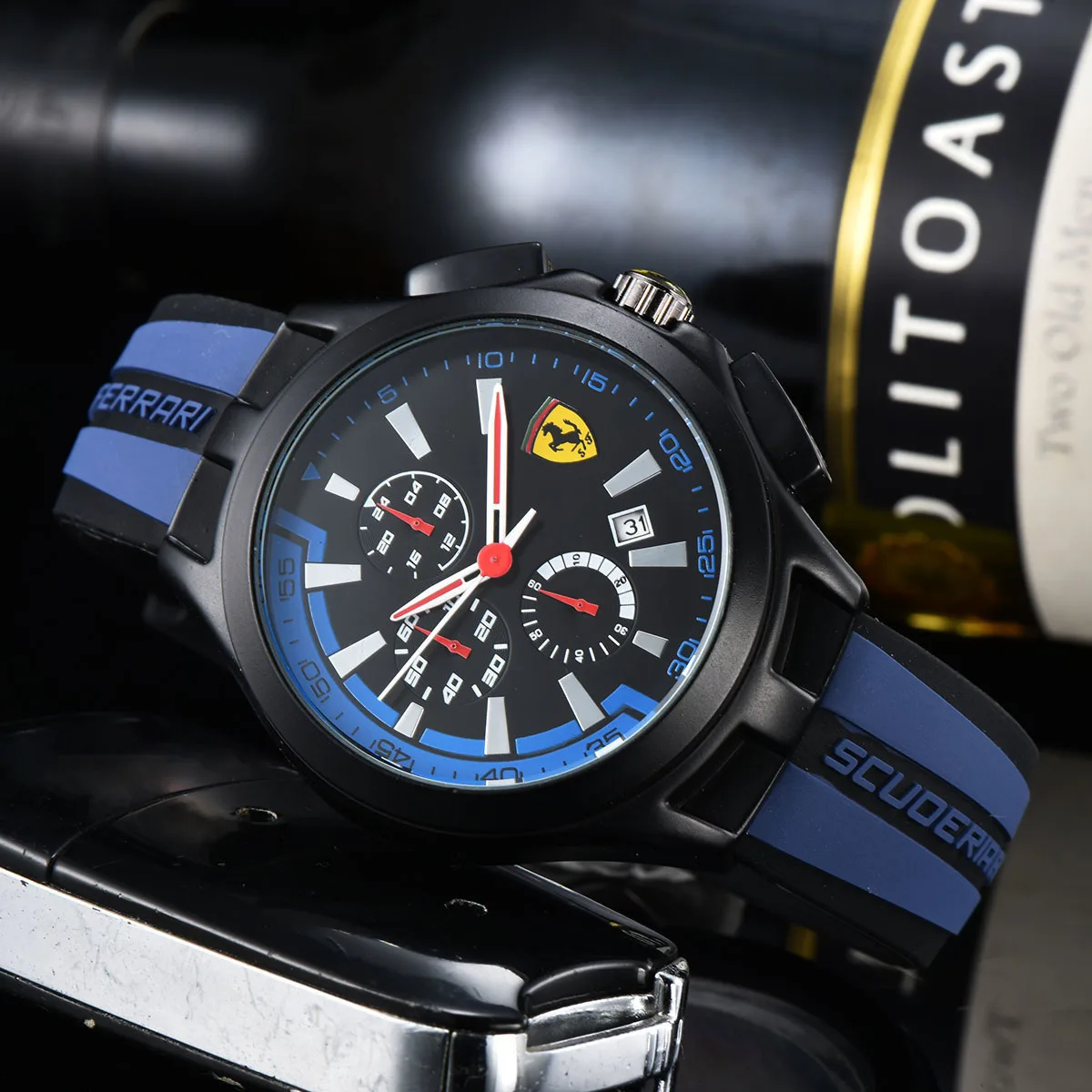ساعات يد رجالية راقية من فيراري كهدايا تذكارية للأعمال ساعة شعار سيارة كوارتز لسيارة فيراري F430 ستراديل روما 488 سبايدر SF90