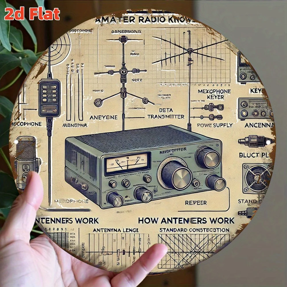 2D Flat Retro Ham Radio Oscilloscope Sign 7.8
