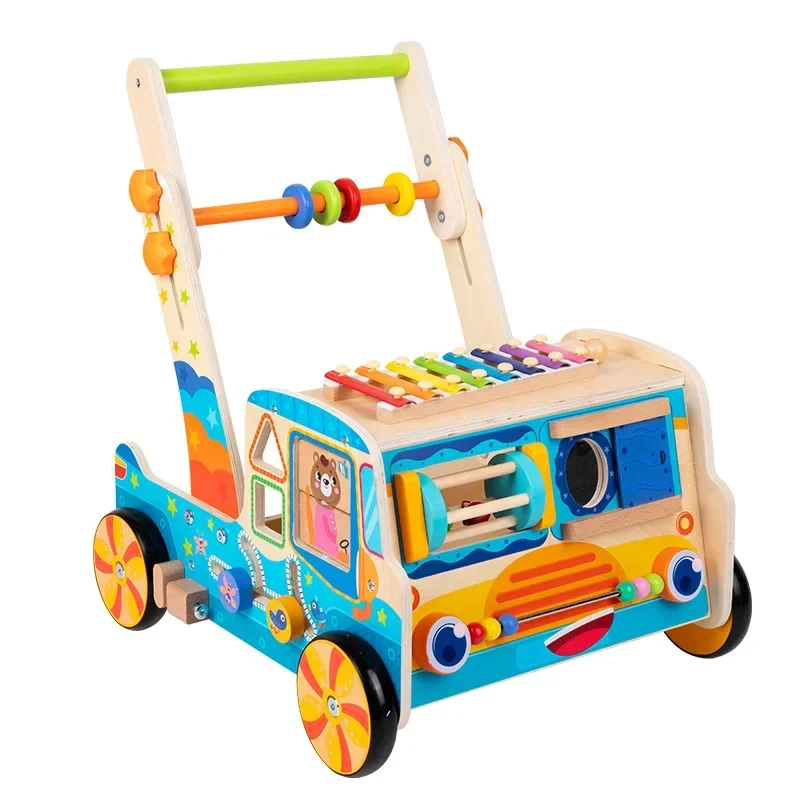 Kinderpuzzel Vroeg onderwijs Leren lopen Een wagen rijden Helpende baby's Leren lopen Winkelwagen Houten speelgoed