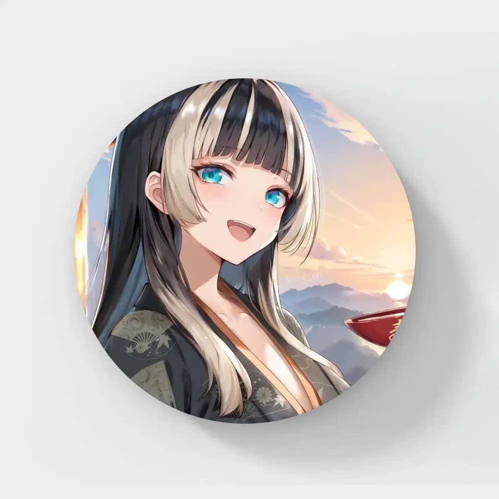 J Kufuutei Raden الرسوم المتحركة H-Hololive شارات أنيمي شارة ليزر مستديرة الكرتون بروش الملابس ظهره اكسسوارات التلبيب
