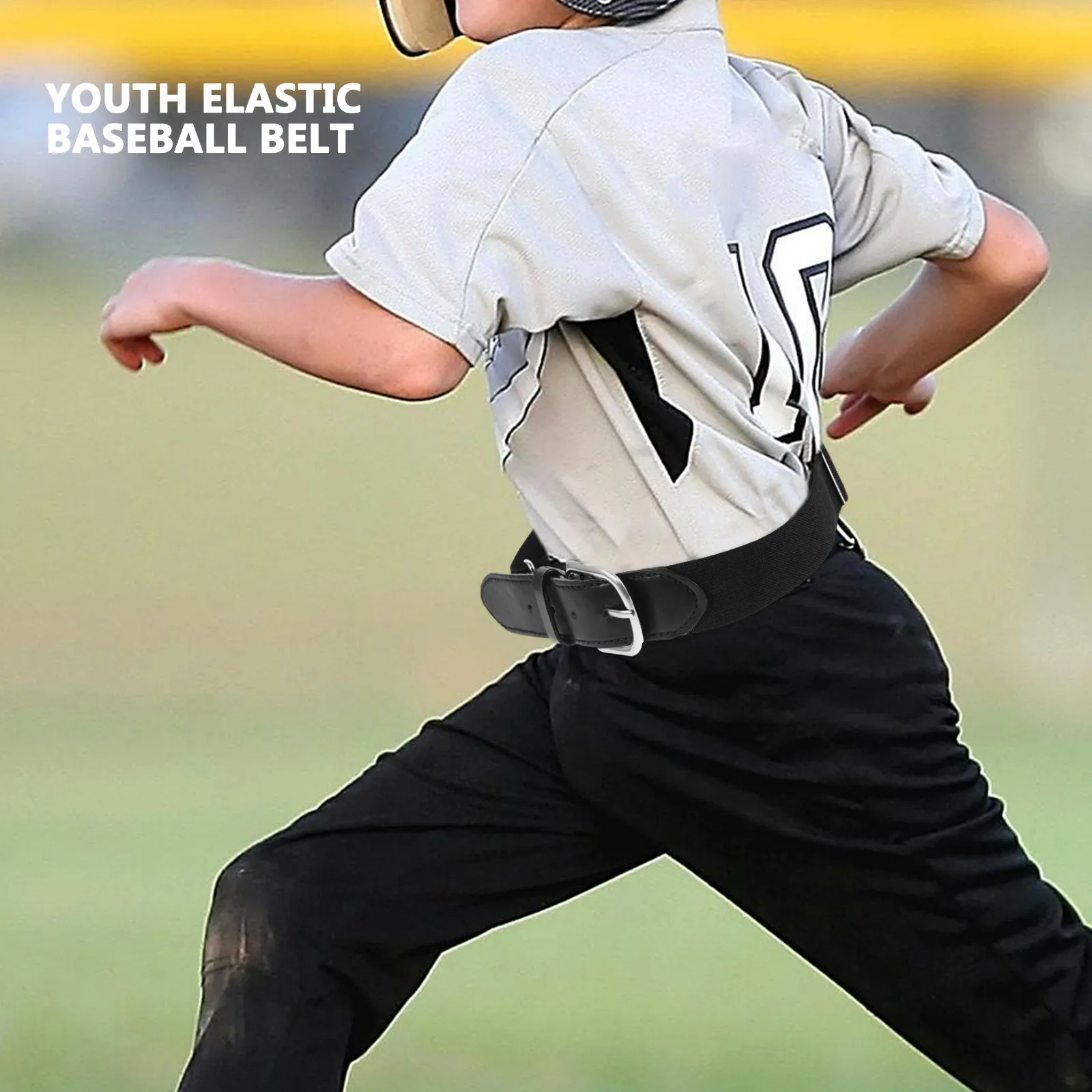 

Youth Black Elastic Adjustable Baseball Belt Boys Sports Softball Waist Belt Wear-Resistant Nylon Zinc Alloy PU