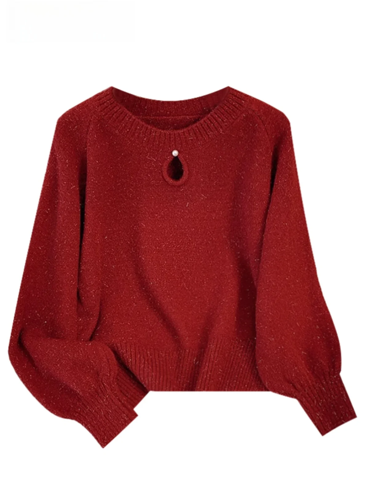 

Red Knitted Base irt Women's plus Size Spring New Arrival Slimming Top Korean Sle Loose Fit Long Sve round Ne Cotton...