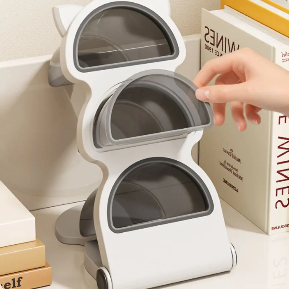 Three Layer Desktop Pen Organizer Plastic Detachable Desk Organizer Holder Slant Insert Large Capacity Pencil Storage Box