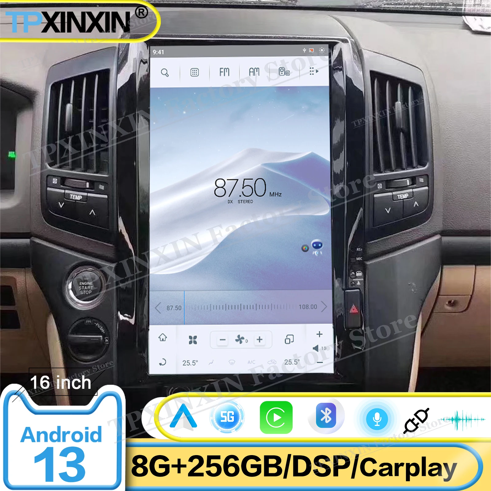 Intelligent Qualcomm Car Radio Carplay Android 13 Screen For Toyota Land Cruiser 2008-2015 GPS Navigation DSP IPS Head Unit