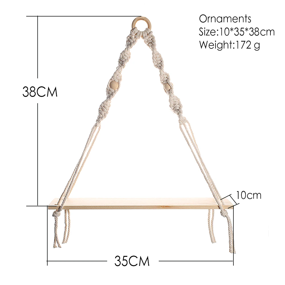 Makramee-Wandregal zum Aufhängen, schwebendes Wandregal, Boho-Heimdekoration, Regale, Wand, Holzdekoration für Schlafzimmer, Wohnzimmer, Kinderzimmer, Geschenk – Detail 28
