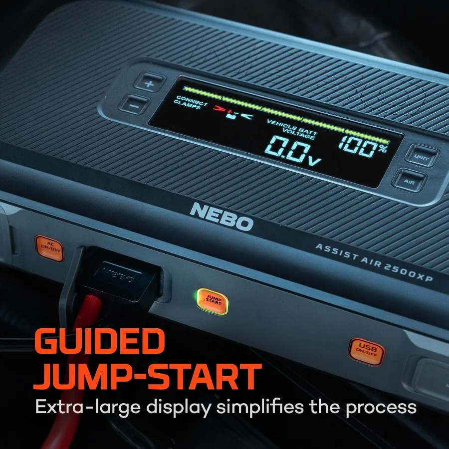 مساعدة الهواء 2500XP + Jump Starter وضاغط الهواء 4 في 1 جهاز الطوارئ للسيارات مع قوة 2500 أمبير 150 رطل لكل بوصة مربعة Air Com #4