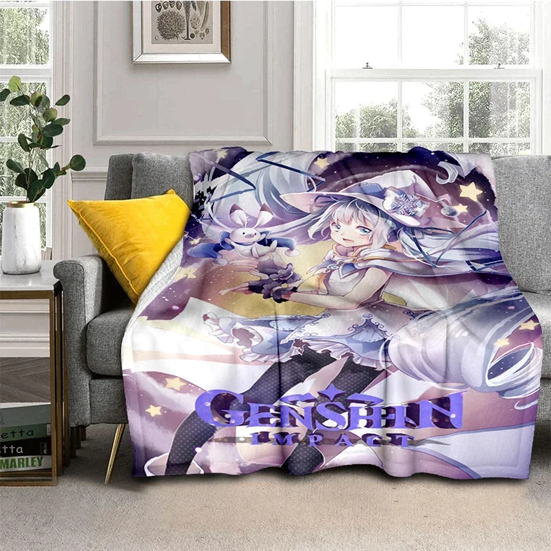 

Blanket Cover Gedruckt Bettdecke Geschenk Picnic Blankets Genshin Impact Soft Plush Sofa Bed Throwing Cartoon Modern Flannel