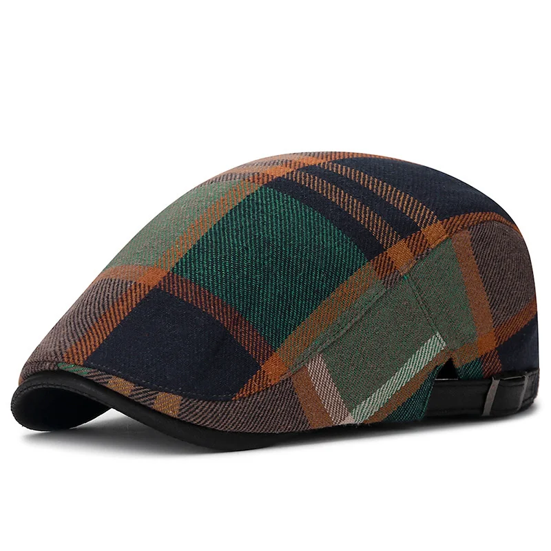 2023 New Men Beret Cap Autmn Winter British Vintage Newsboy Hats For Women Painter Peaked Caps Fashion Casual Plaid Boina Hombre