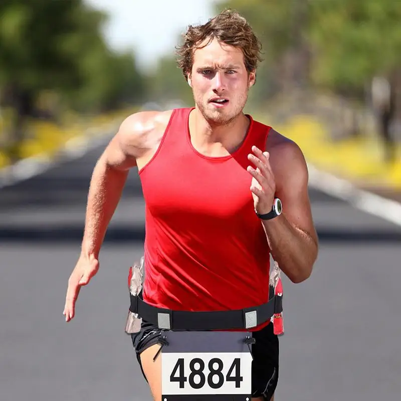 Cinto com suporte de gel para esportes ao ar livre, cinto para triatlo, maratona corrida correia de pano para corrida de motor unissex