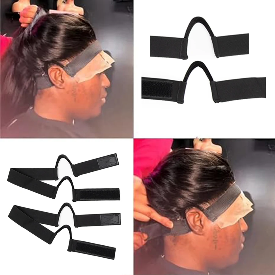 قطعة واحدة من شريط شعر مستعار دانتيل أسود قابل للتعديل، شريط ذوبان شماعات الأذن لوضع الحواف إلى أسفل، ملحق شعر مستعار دانتيل مريح