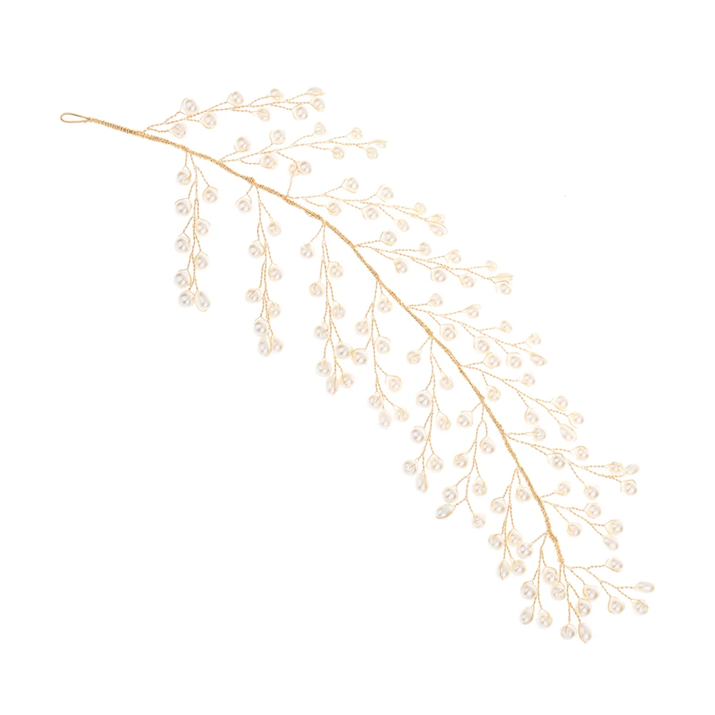

Bridal Hair Hoop Pearl Leaf Headdress Women Party Hairstyle Tool Comfortable Safe Material Occasions Wedding Accessories
