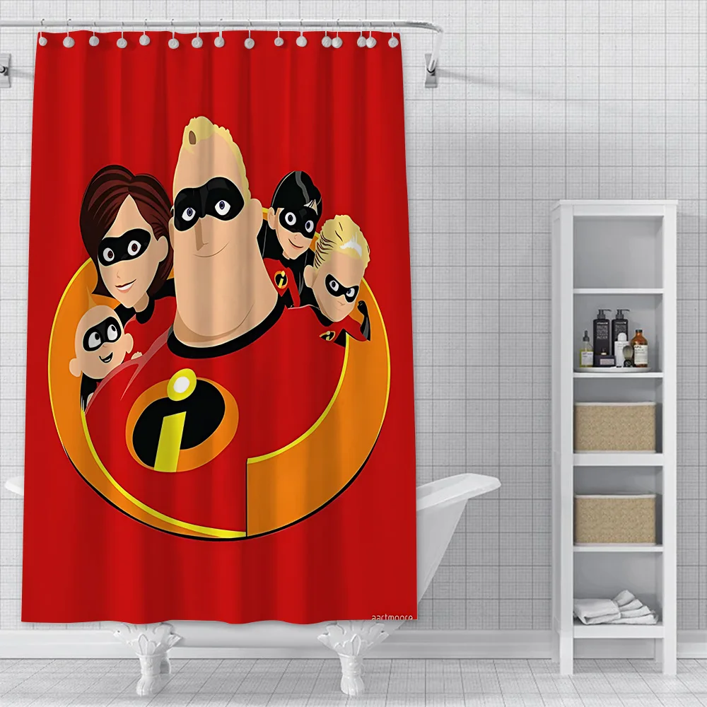 The Incredibles Shower Curtain Waterproof Polyester Fabric Paint Colorful Bath Curtains Home Bathroom Decor Curtain With Hook