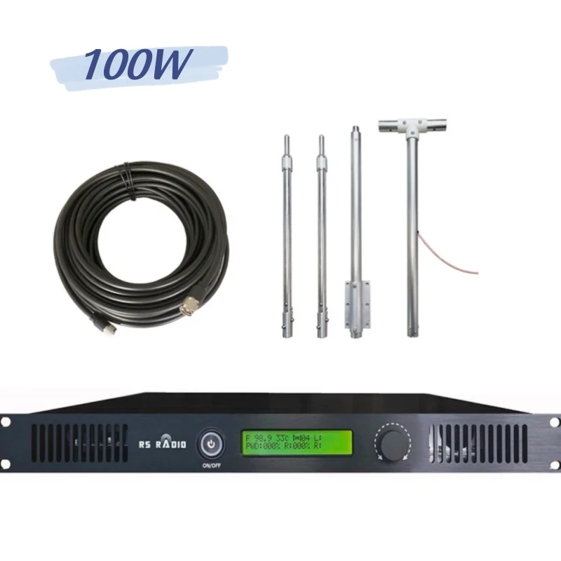 

15 Meters Cables + Antenna 100 Watts 100w Fm Transmitter For Radio Station