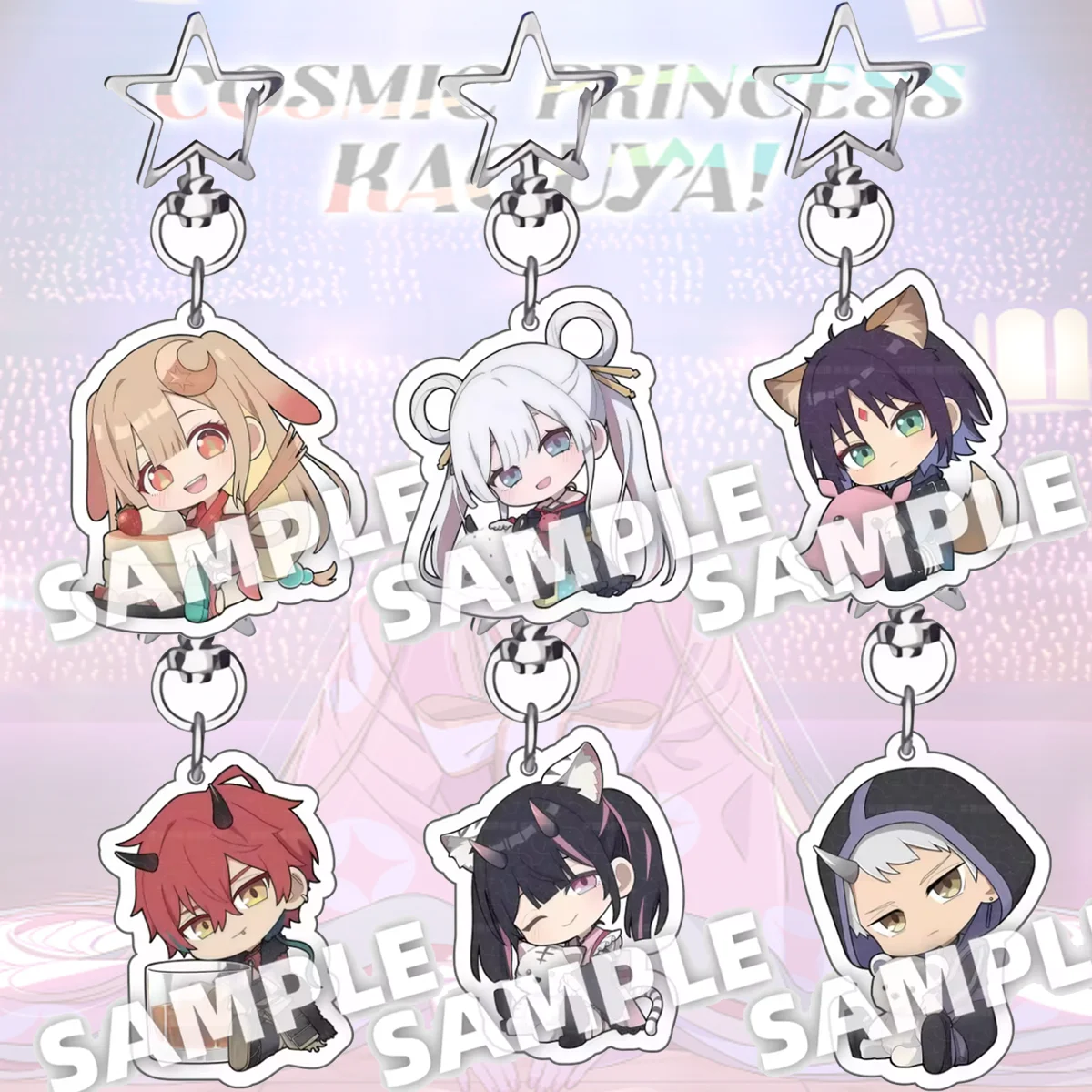 Anime Cosmic Princess Kaguya 6cm Star-shaped Acrylic Keychain Ayaha Sakaki Tsukimi Yachiyo Anime Key Holder Decor