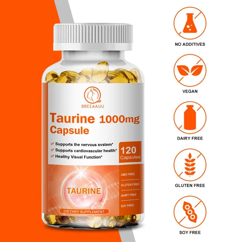 BBEEAAUU Taurine Capsules for Nervous System and Brain Health Protecting the Retina Balanced Rhythm Blood Pressure Blood Lipids