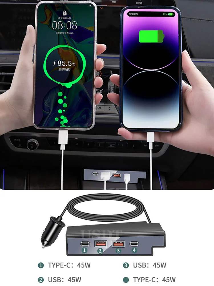 

Подходит для BMW X5 G05 2022 2023 2024, центральная консоль, адаптер-сплиттер USB Type-C, быстрое зарядное устройство, установка слота для компакт-дисков