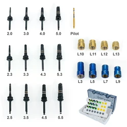21Pcs Dental Osseodensification Bur Drills with Stoppers Parallel Pins Black Titanium Dental Surgical Implant Drills