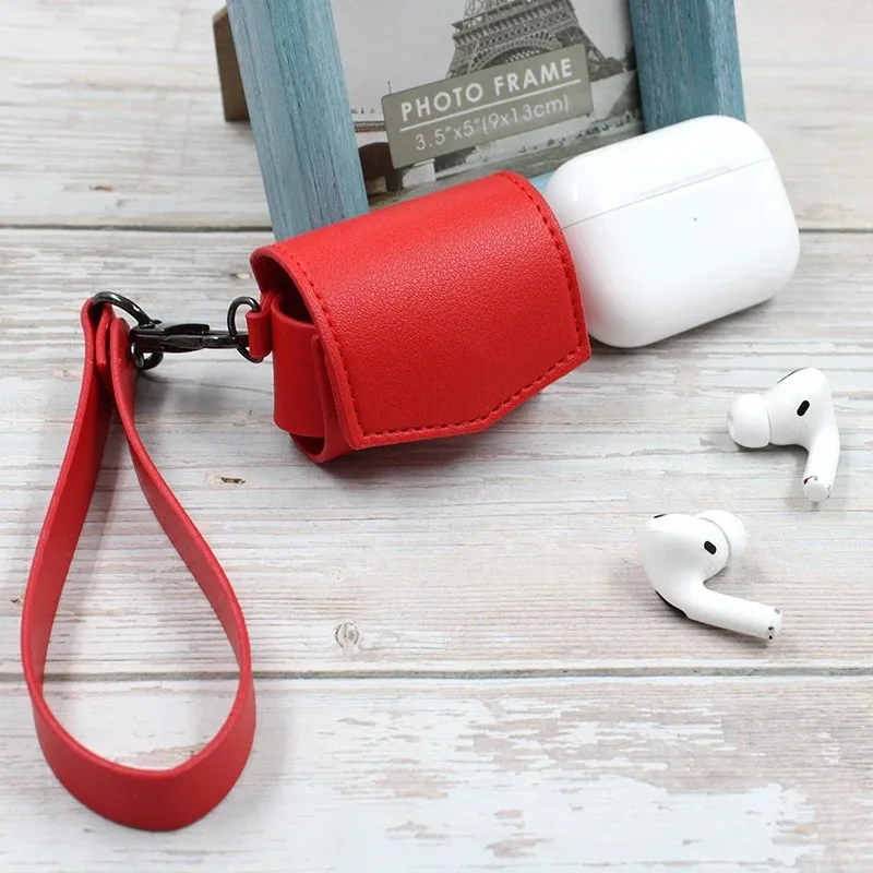 Para AirPods Pro funda con correas, funda protectora de cuero suave para Apple para AirPod Pro funda de 2a/1a generación, funda Acce