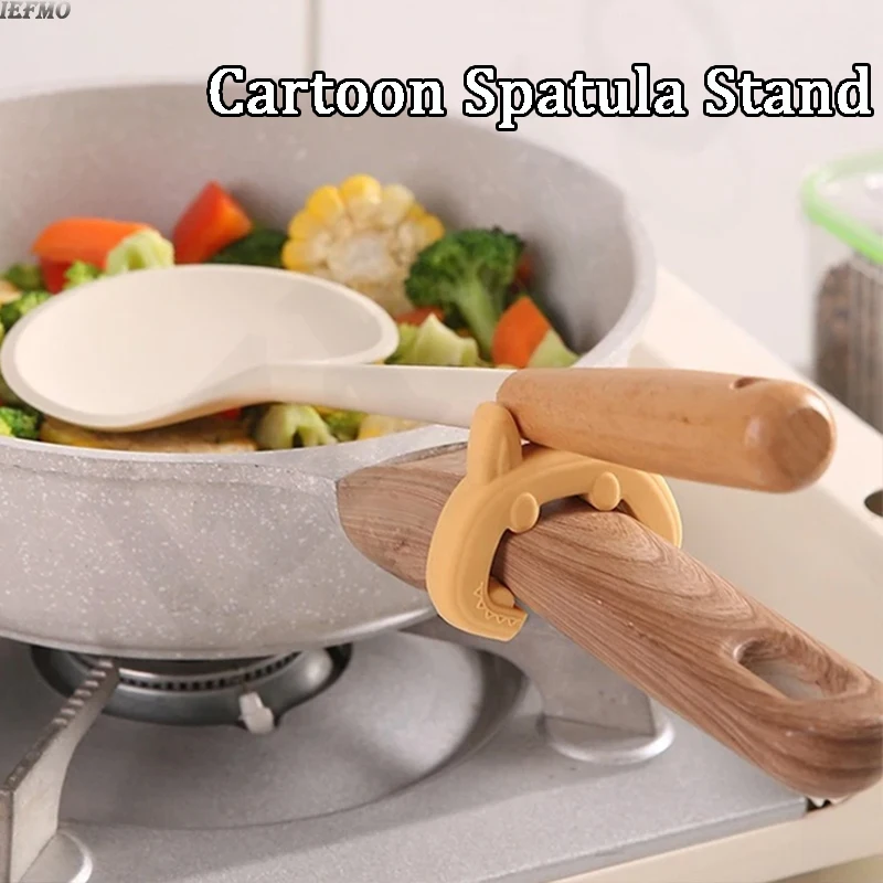 

Silicone Spatula Rack Cute Cat Ear Spatula Rack Pot Lid Holder Anti-scalding Overflow Rack Stove for Soup Spoon Kitchen Utensil