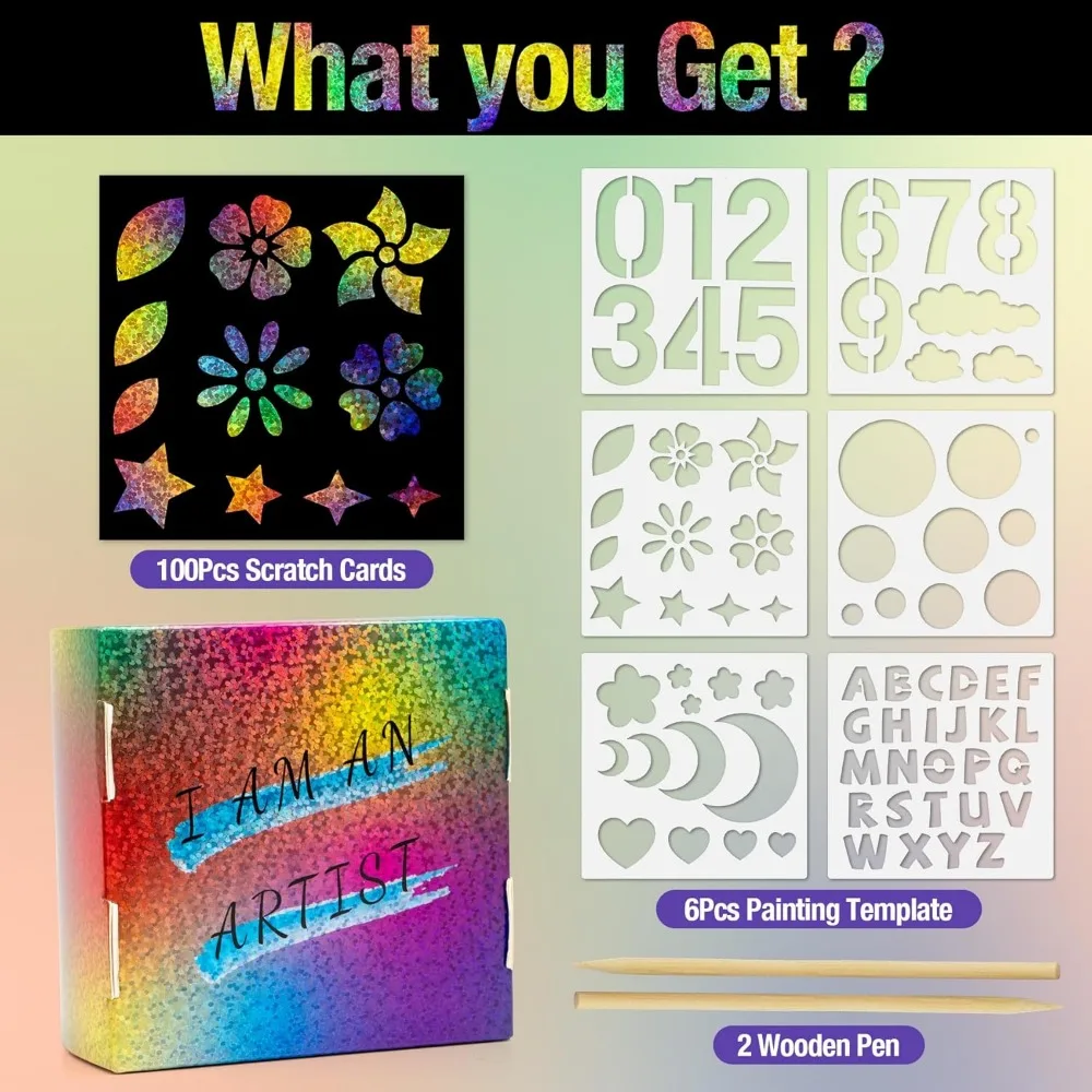 Rainbow Draft paper Art, 초안 용지 및 드로잉 템플릿, 종이 공예 미술 키트에 대한 100개의 미니 노트