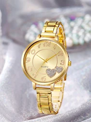 Fashion Diamond Love Dial Fashion Steel Belt Quartz Watch