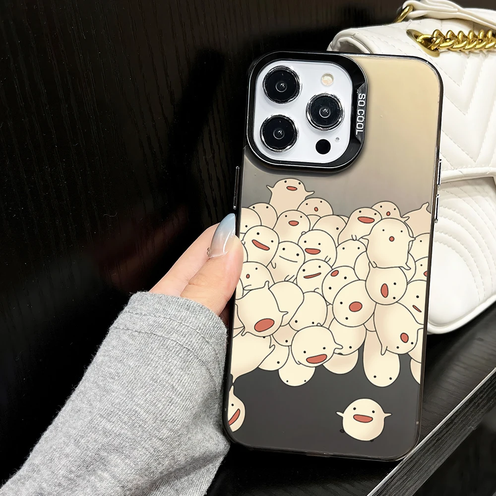 Film The B-Boy and the H-Heron Cute Elf Kawaii Ghost Phone Case for iPhone 16 12 13 14 15 11 Max Pro Plus Laser IMD Color Shell