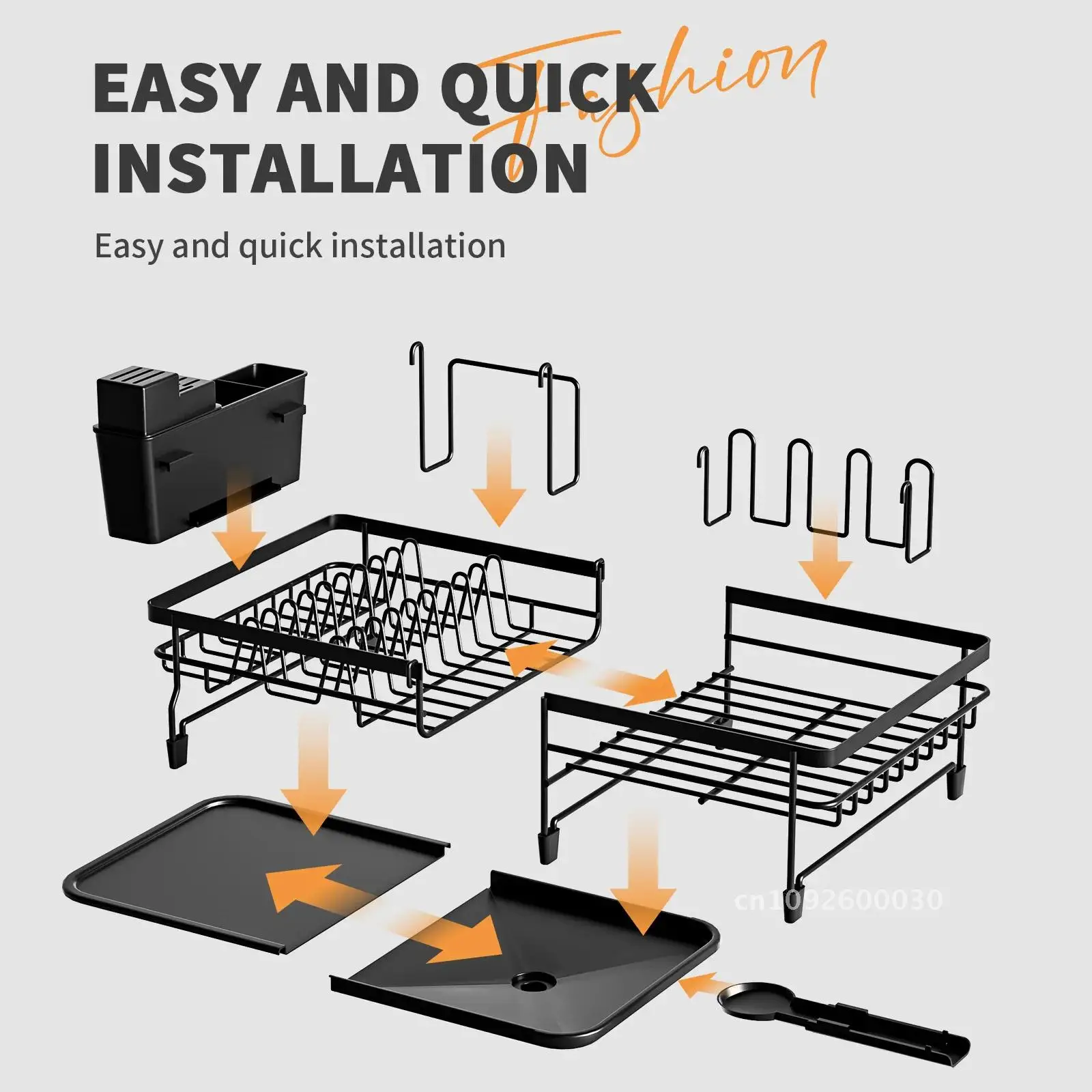 

Dish Drying Rack, Dish Drainboard, with Rack Kitchen Expandable Holder with and Utensil Rotatable Dish Swivel Rack Drying Spout