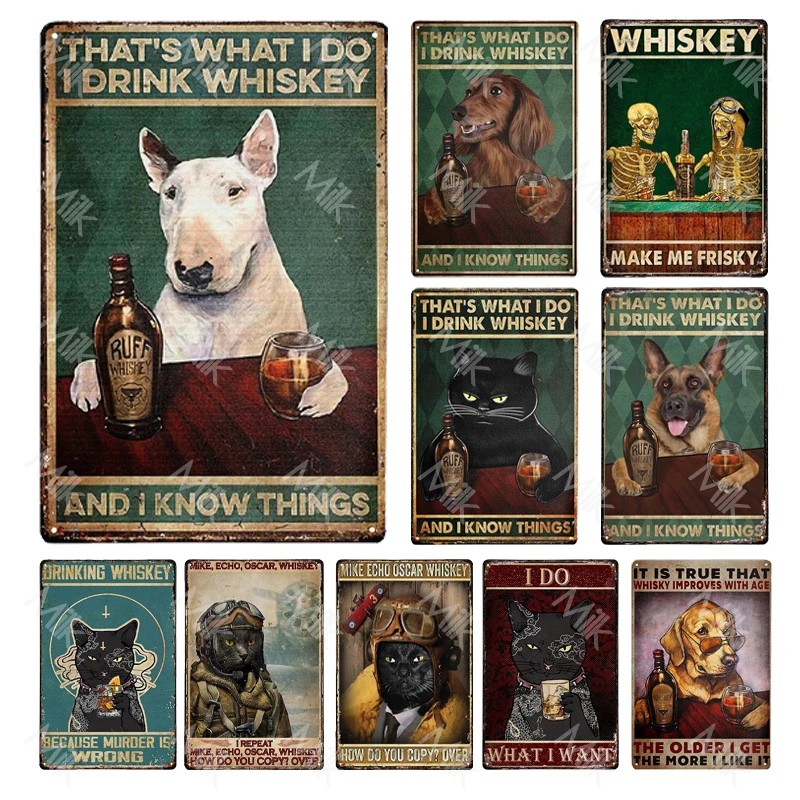 

Metal Tin Sign Bull Terrier Drink Whiskey That'S What I Do I Drink Whiskey and I Know Things Metal Tin Home Bar Shop Decorations