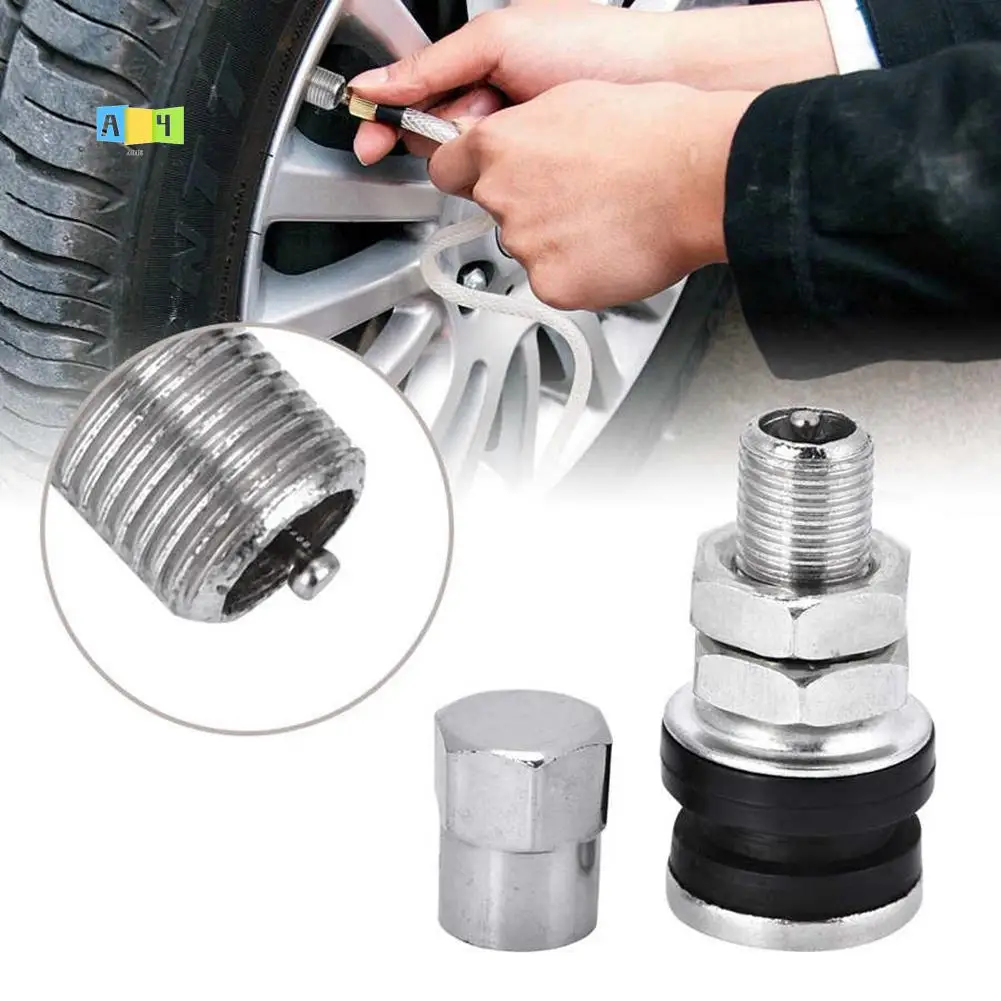 

A04E-100Pcs Tire Valve Stem Kit Metal TR161 Wheel Tire Valve Stems Dust Cap For ATV Car Go-Kart Boat Trailer Motorcycle