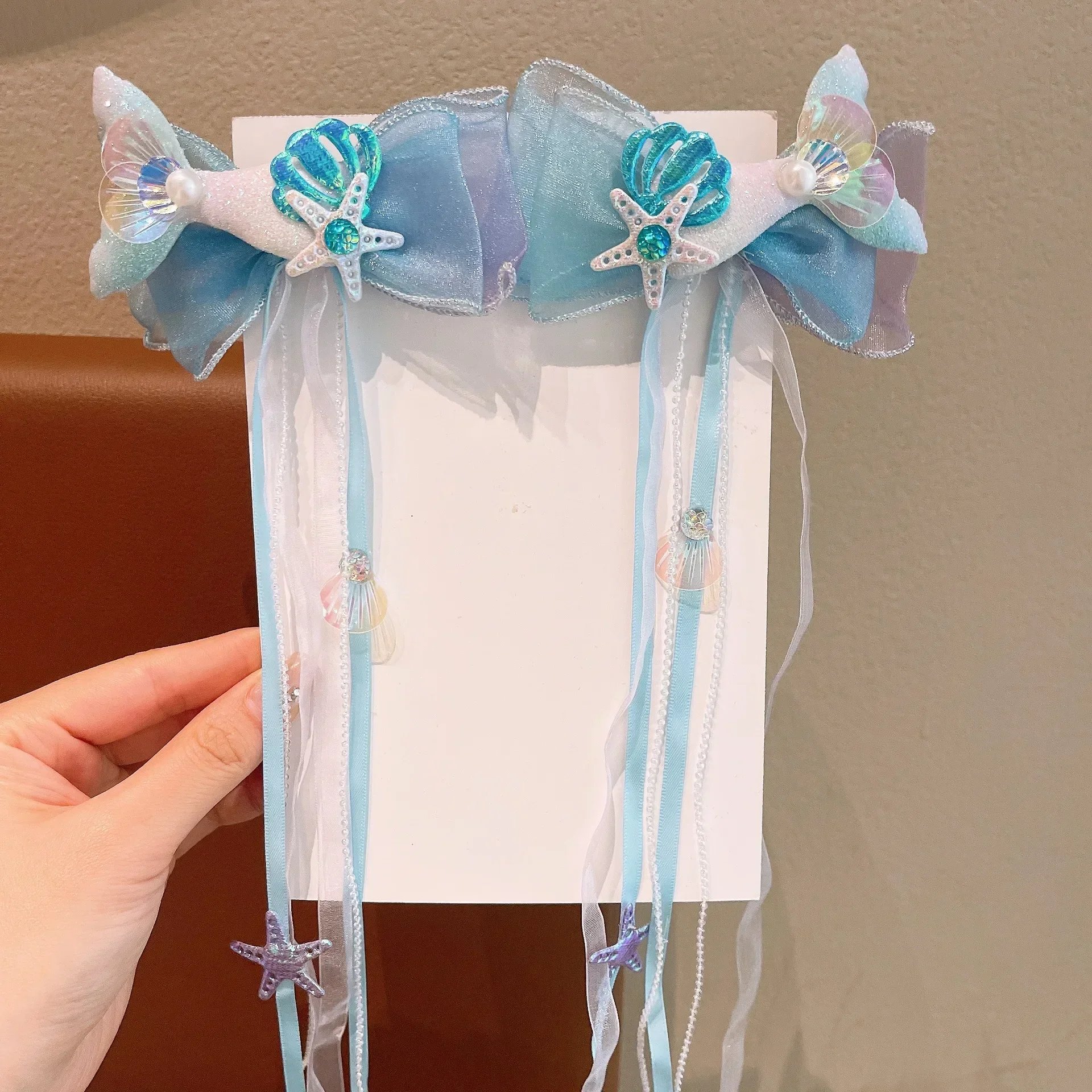 1 Paar verträumte Meerjungfrau-Feen-Haarspange mit Schleifenriemen, Feen-Air-Mesh-Seitenclip, Kinder-Prinzessin-Haarschmuck, Alltags-/Party-Stil – Detail 10