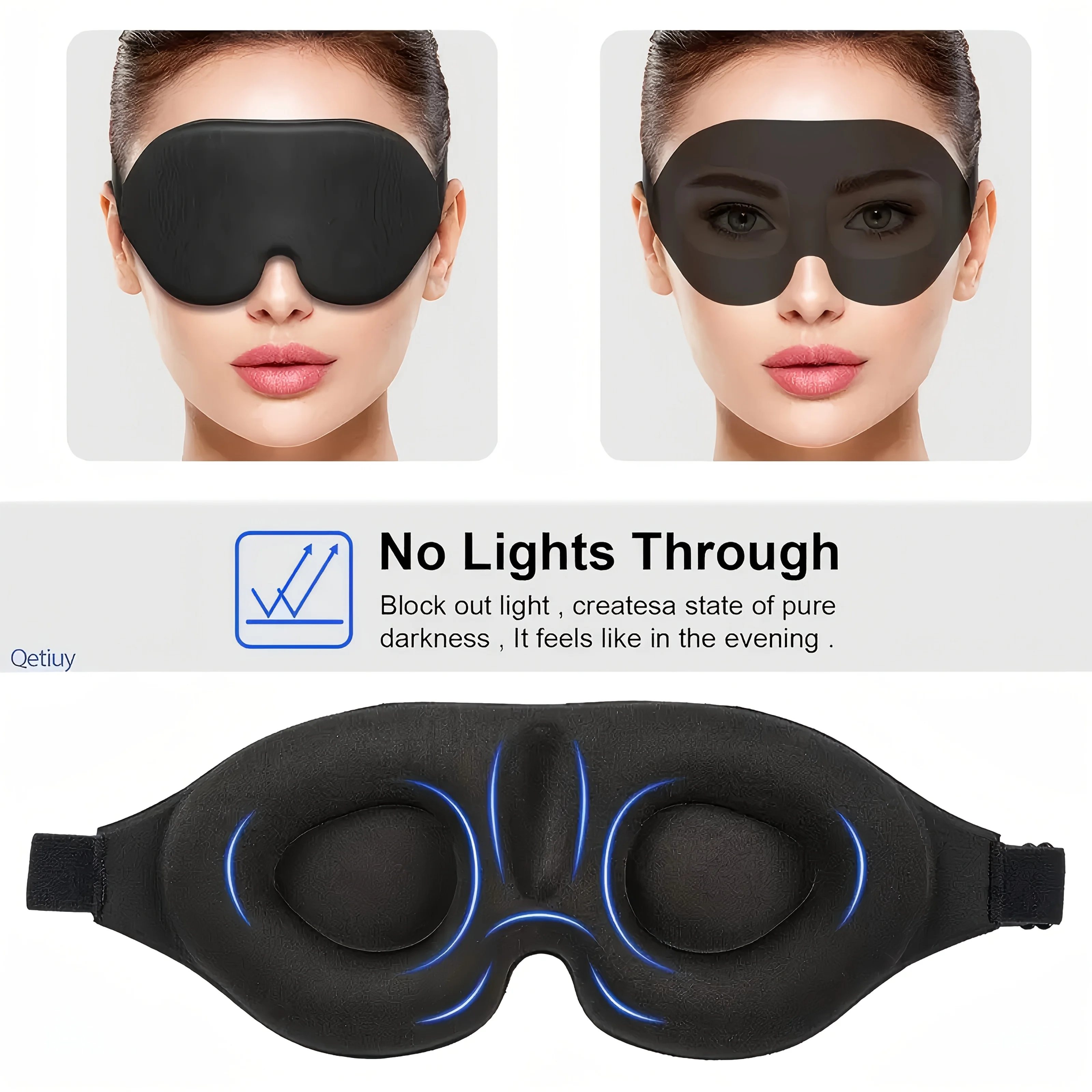 3D three-dimensional eye socket sleep blindfold, zero-pressure eye protection patch, soft and comfortable, helping deep sleep and yoga relaxation; adjustable straps, suitable for various head circumferences, suitable for deep sleep, lunch break, travel view 3