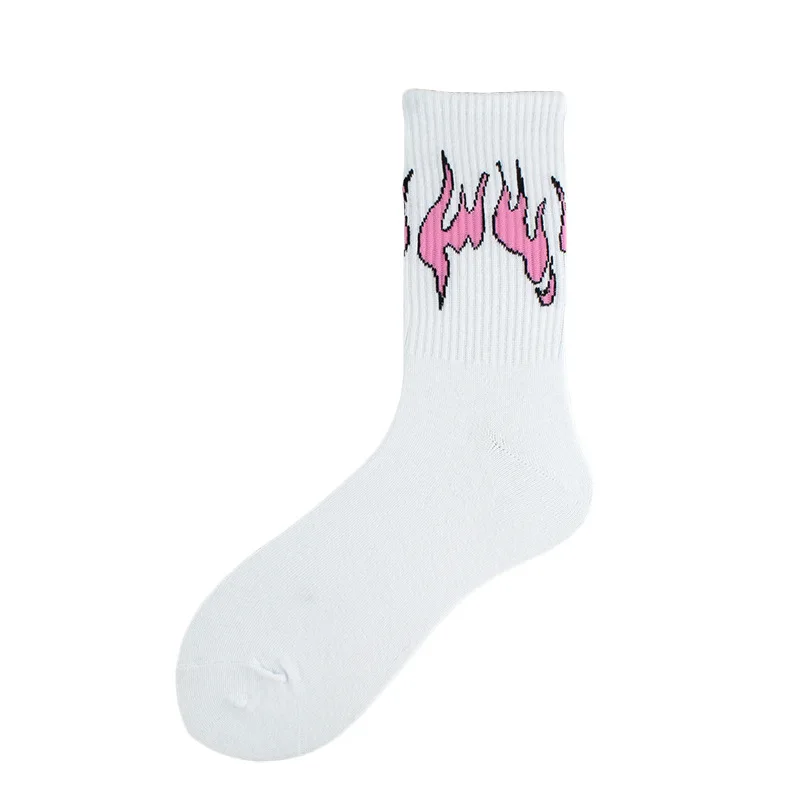 Unisex Flamme Schwarz Weiß Gelb Feuer Sokken Neuheit Hip Hop Harajuku Socken Skateboard Calceines Mujer Straße Skarpetki Socken – Detail 21
