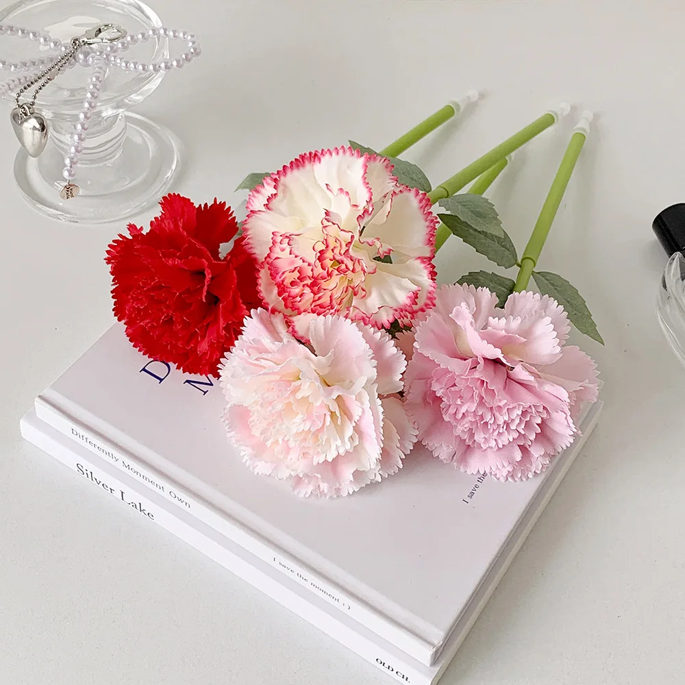 

4Pcs Artificial Flower Flower Ballpoint Pen Teacher's Day Gift Writing Smoothly Neutral Gel Pens Carnation Rose Blue Ink