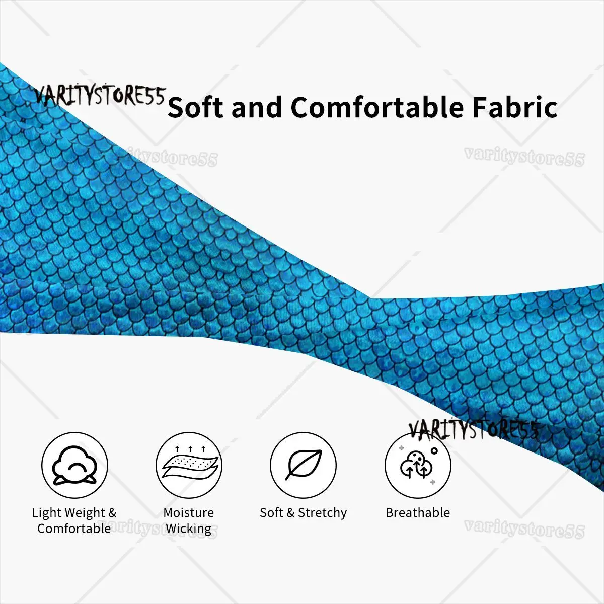 Mermaid Scales Print Elastic Hair Band Yoga Headband Makeup Hair Hoop Headwrap view 6