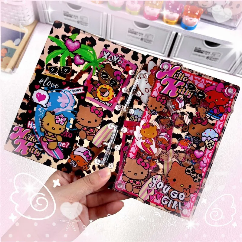 Desenhos animados anime sanrio bonito olá kitty a7 livro de folhas soltas andwind shake lutador caderno acrílico, almofadas de escrita presente de aniversário