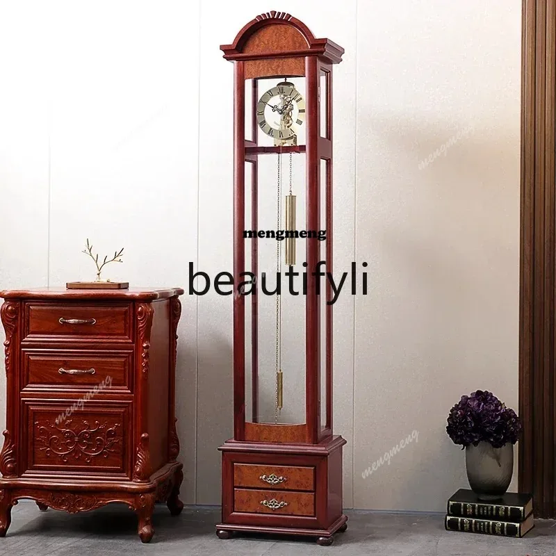 

New Chinese floor clock light luxury simple small floor clock solid wood creative machinery N