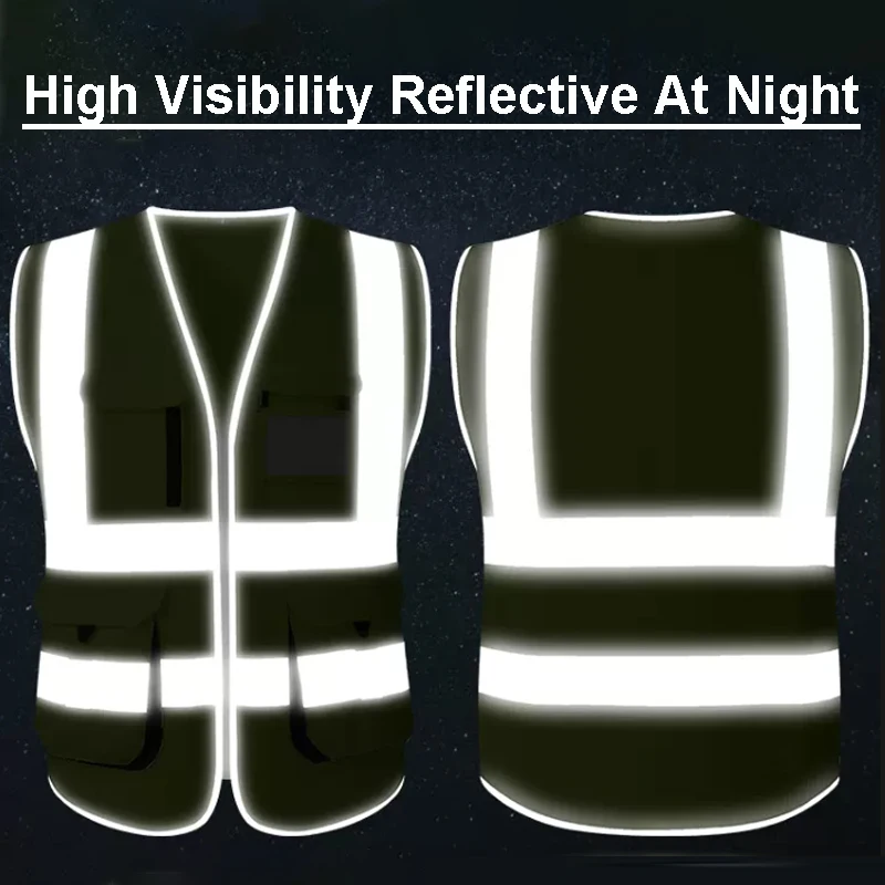 High Visibility Reflective Vest Safety Vest with Multi Pockets and Reflective Hemming Safety Clothing Workwear