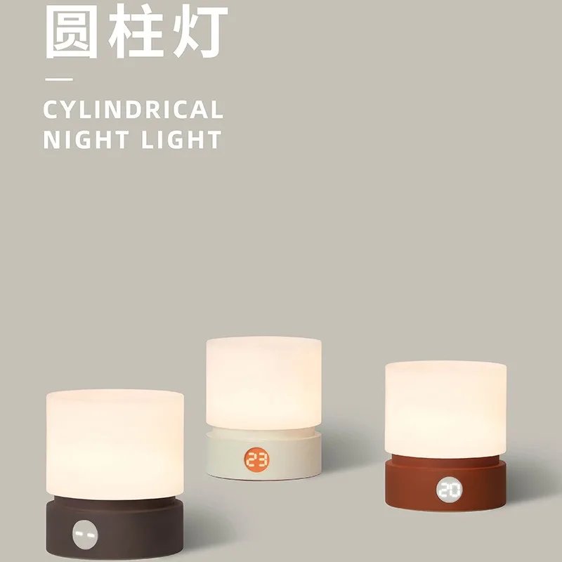 Cylindrical Rechargeable Night Light, LED Table Lamp with Touch Control, Breathing Atmosphere Light for Bedroom & Desk