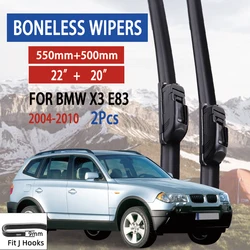 For BMW X3 E83 2004-2010 Car Windshield Wiper U-type Soft Rubber Frameless Bracketless Car Wipers 22