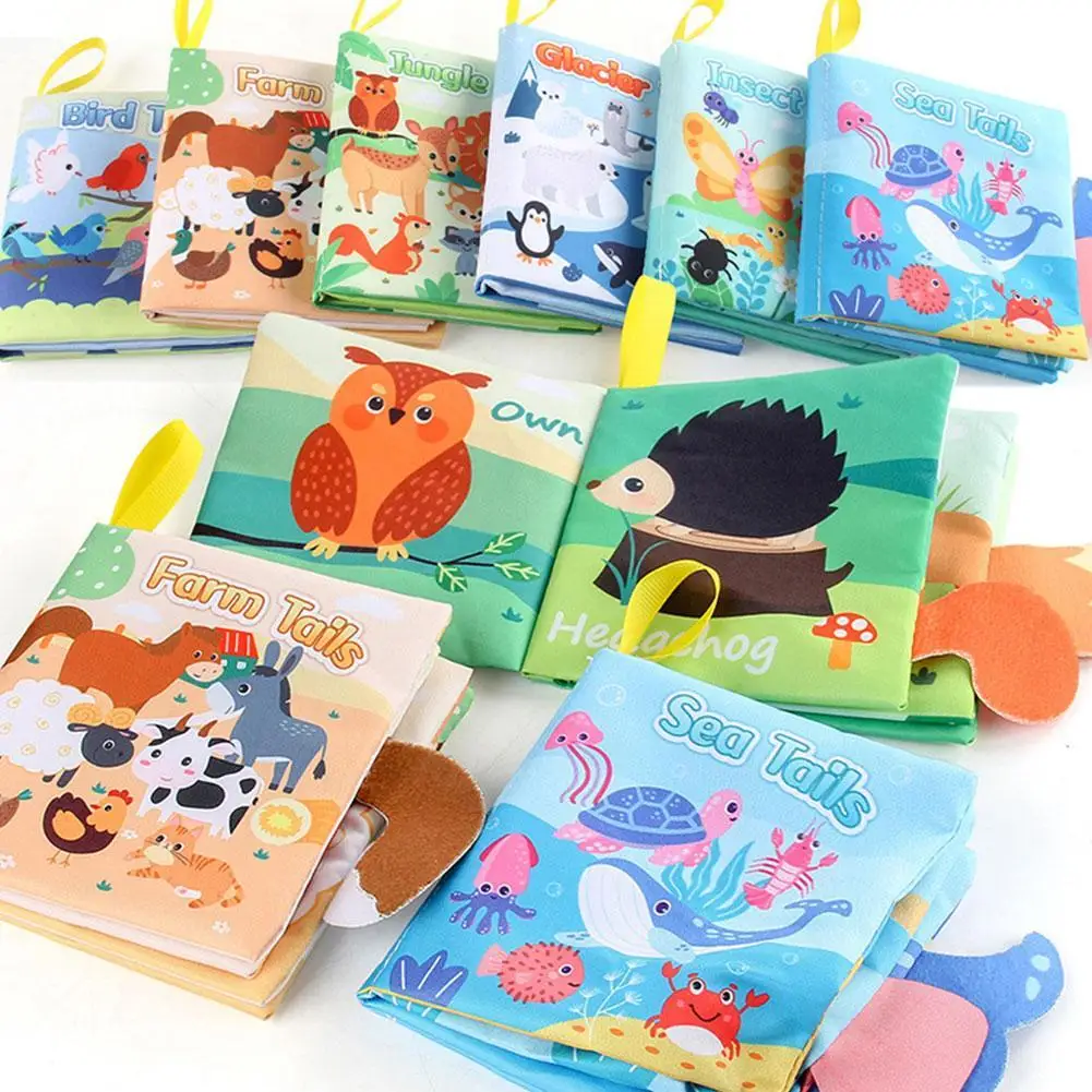 Pädagogisches Weiches Tuch Buch Für Babys Waschbar Cartoon Tiere Schwanz Frühe Bildung Filz Buch Spielzeug Aufklärung Baby Spielzeug
