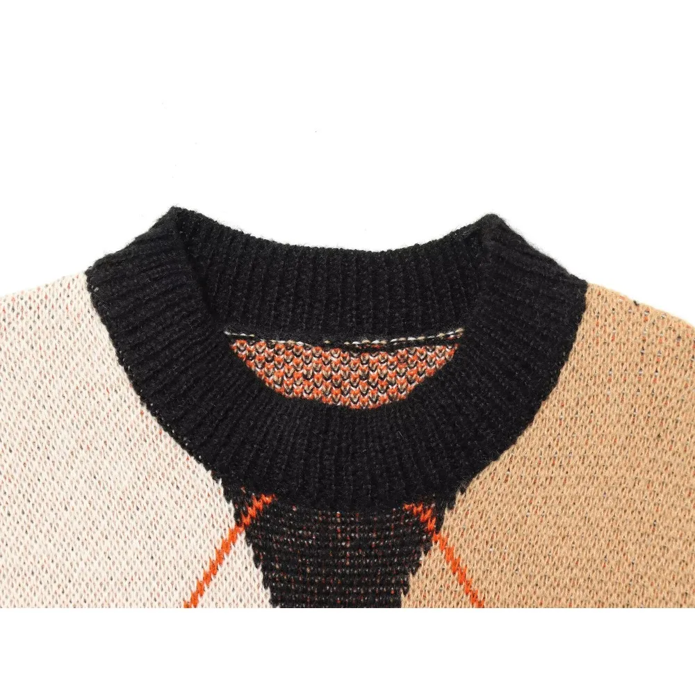 سترة متماسكة من CharmChant Argyle للنساء برقبة دائرية بدون أكمام سترة تريكو نسائية اتجاهات سترة خريف 2025 قماش محبوك